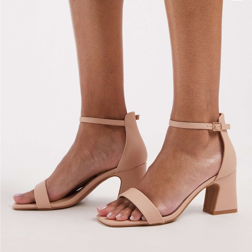 ASOS Wide Fit Nude Ankle Strap Heels